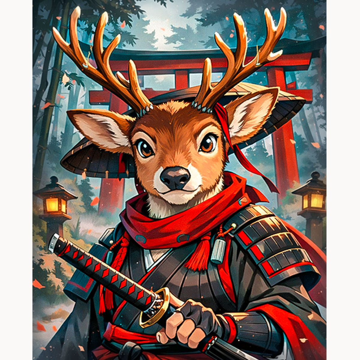 Forest Guardian Deer Warrior Paint by Numbers Kit