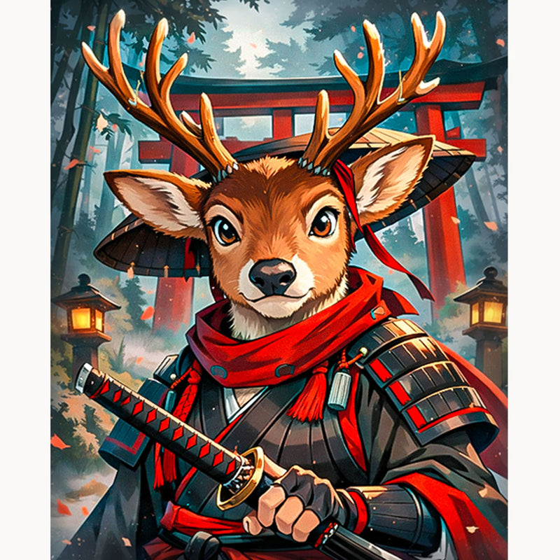 Forest Guardian Deer Warrior Paint by Numbers Kit-zoom-