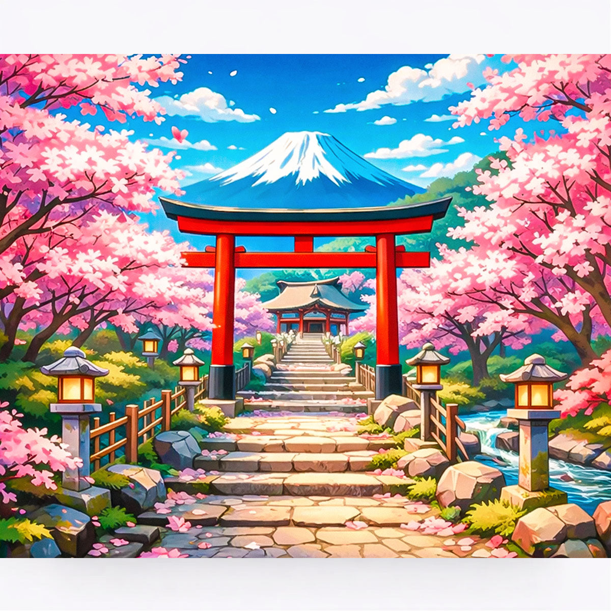 Cherry Blossom Shrine Path Paint by Numbers Kit-2