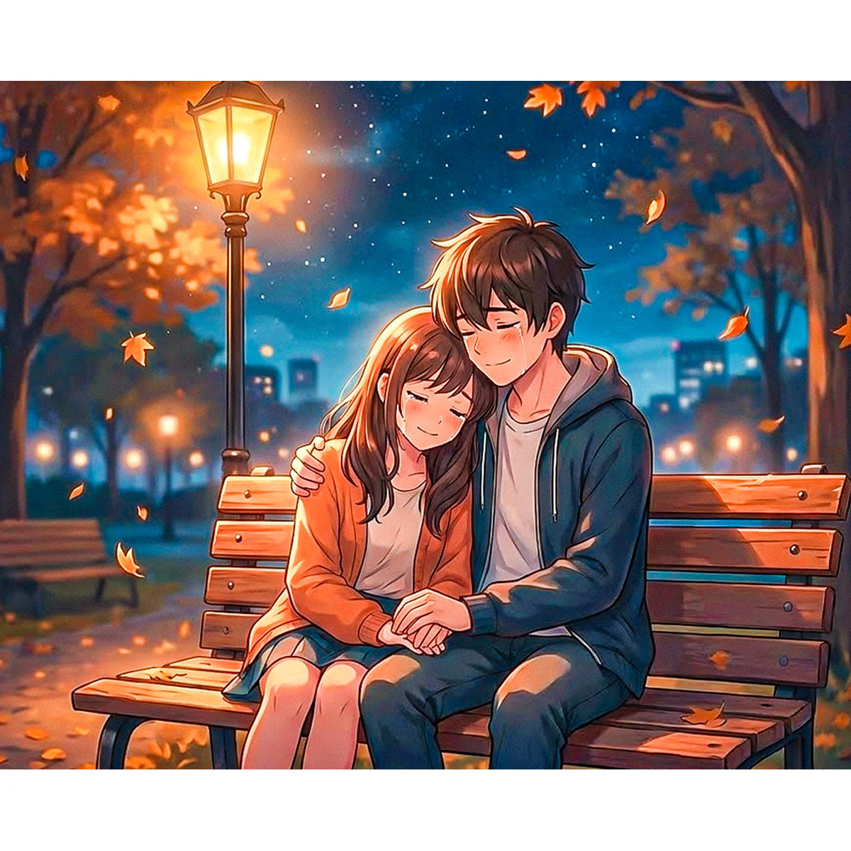 Autumn Bench Couple Paint by Numbers Kit