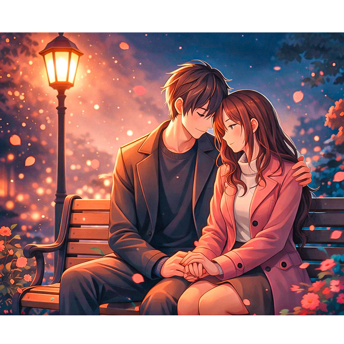 Evening Bench Couple Paint by Numbers Kit-zoom-2