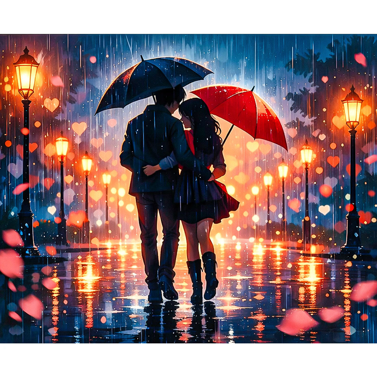 Rainy Night Couple Paint by Numbers Kit-zoom-2