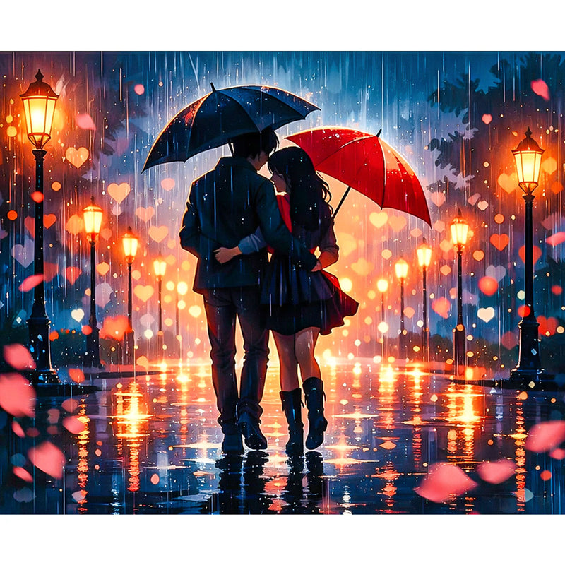 Rainy Night Couple Paint by Numbers Kit-zoom-
