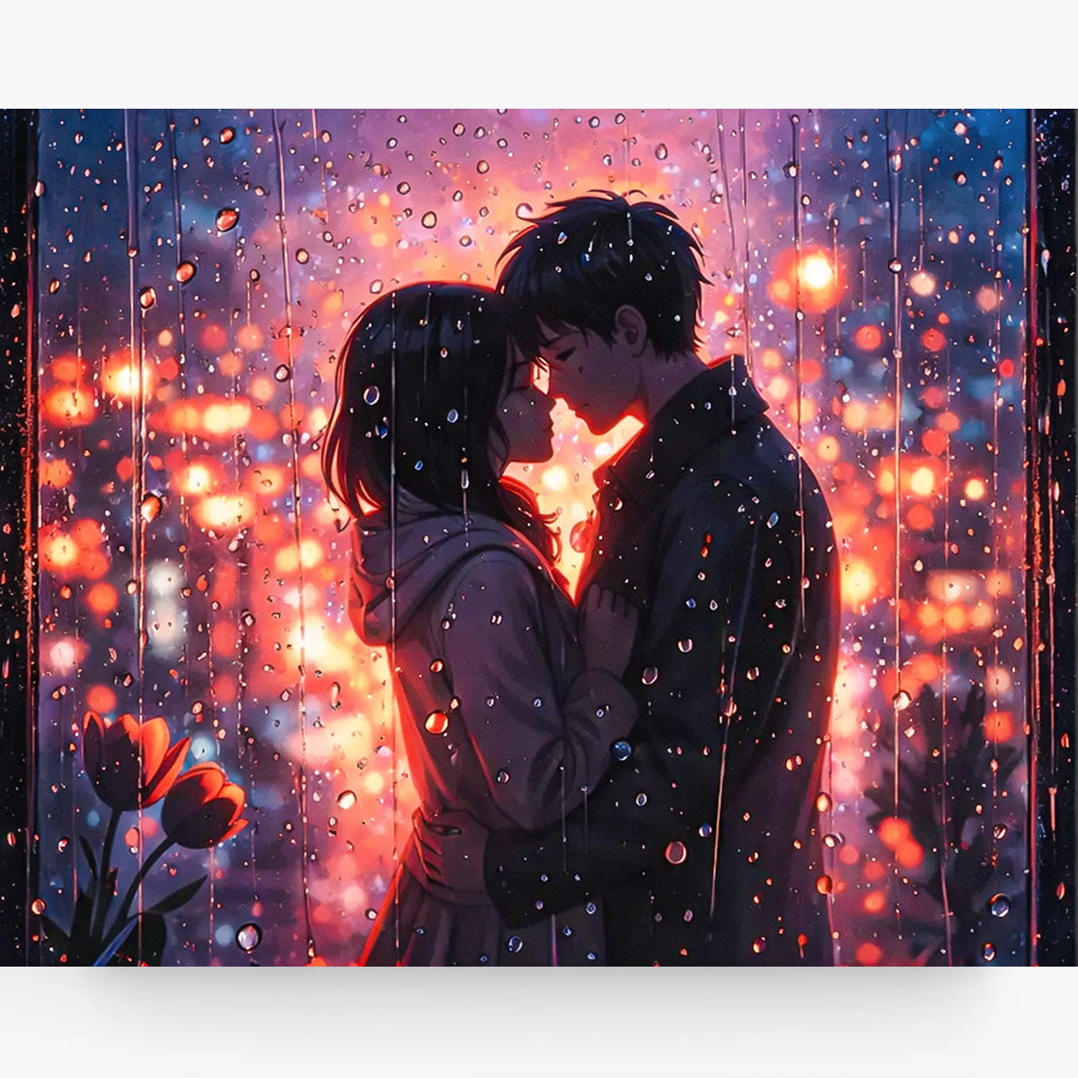 Rainy City Anime Couple Paint by Numbers Kit-2