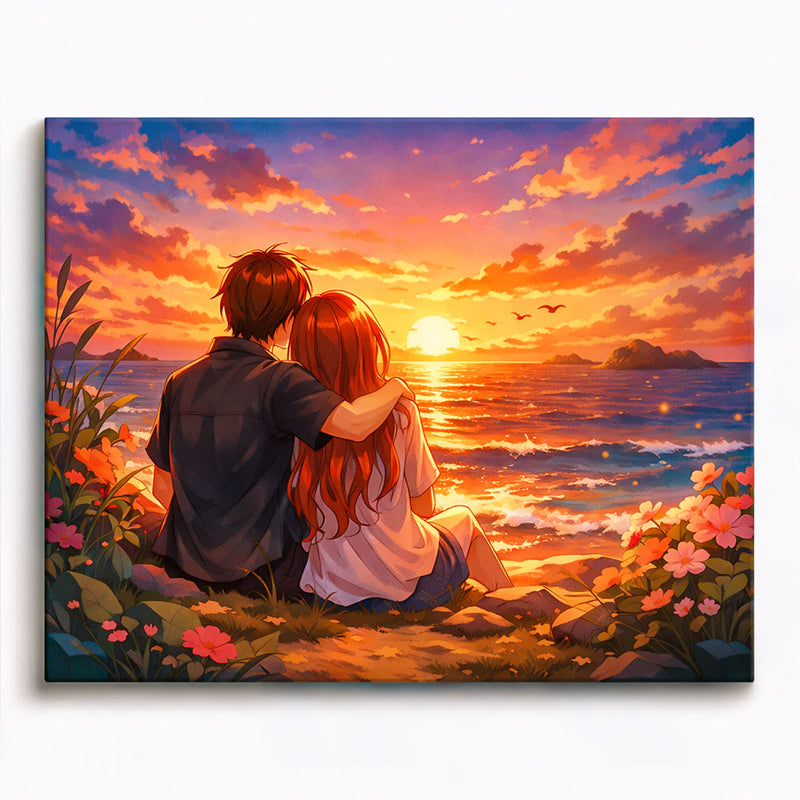 Sunset Couple Paint by Numbers Kit-zoom-