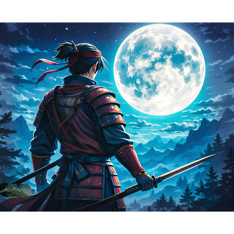 Moonlit Warrior Vigil Paint by Numbers Kit-zoom-