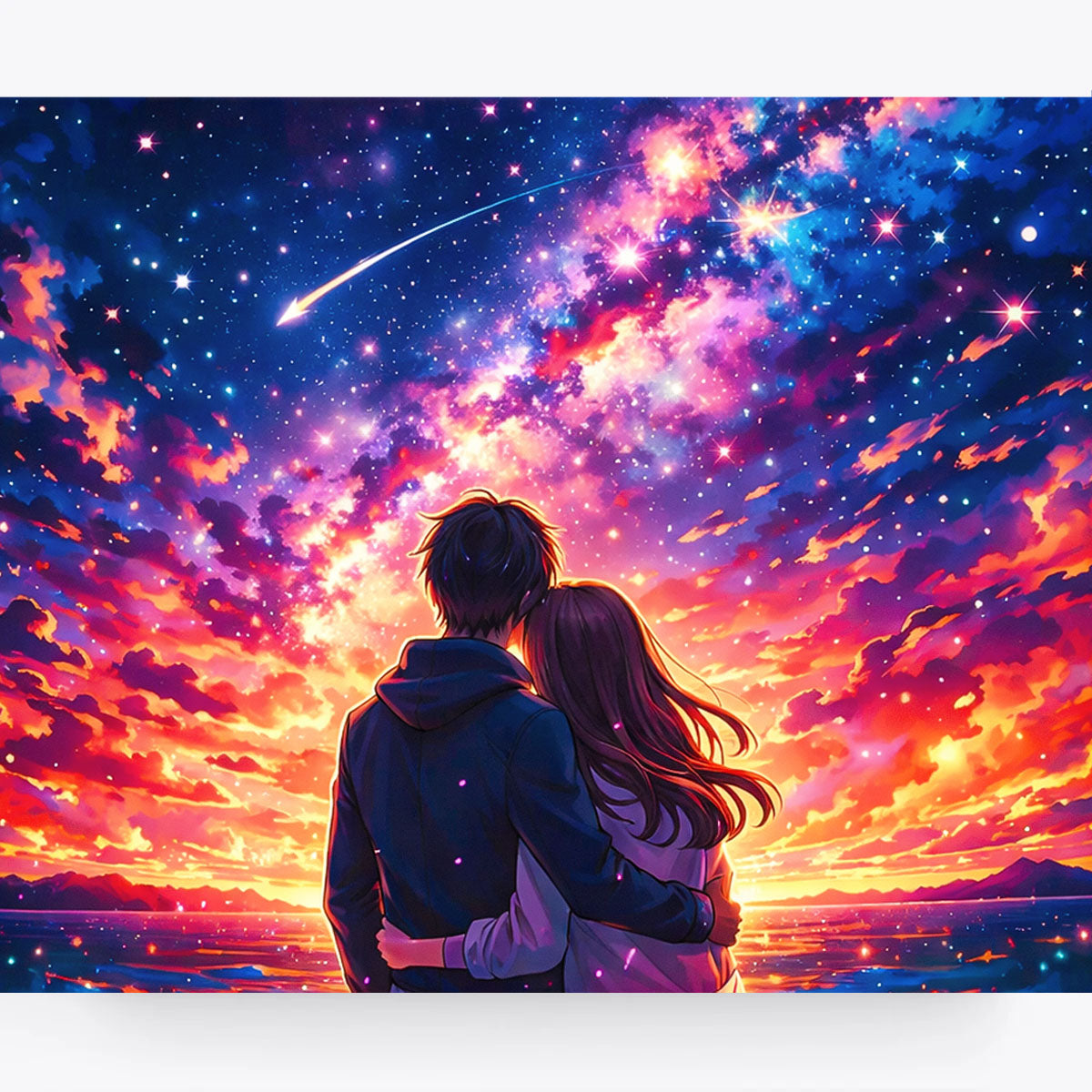 Anime Starry Sunset Couple Paint by Numbers Kit-zoom-2
