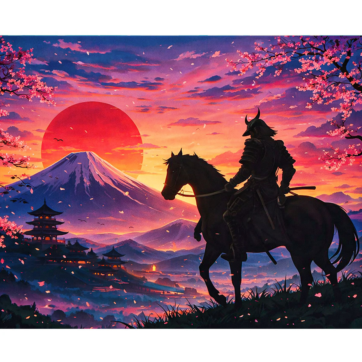 Samurai Rider at Crimson Sunset Paint by Numbers Kit-zoom-2