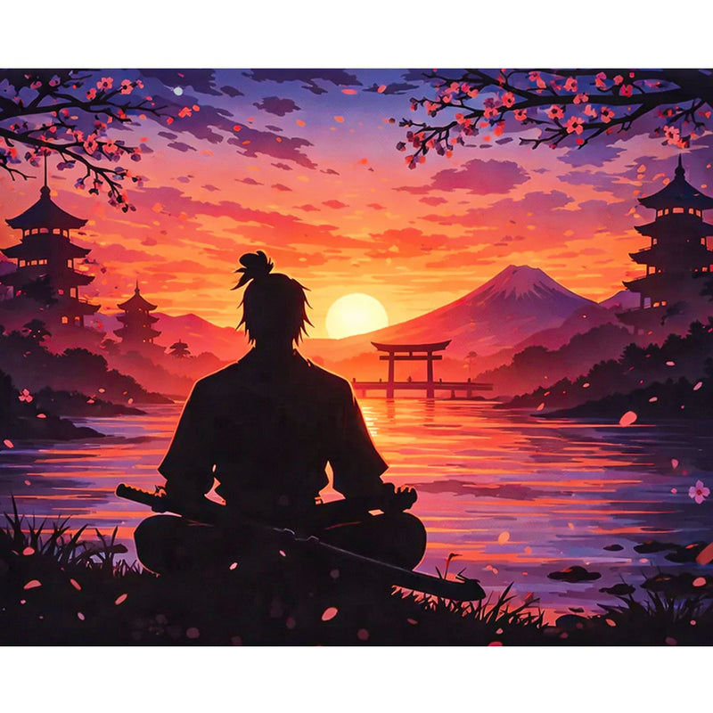 Sunset Meditation Warrior Paint by Numbers Kit-zoom-