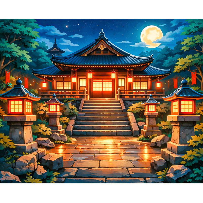 Lantern Path Moon Temple Paint by Numbers Kit-zoom-