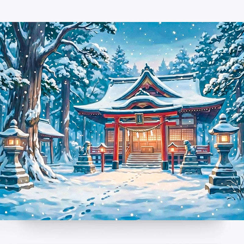 Snowfall Shrine Lantern Path Paint by Numbers Kit-zoom-