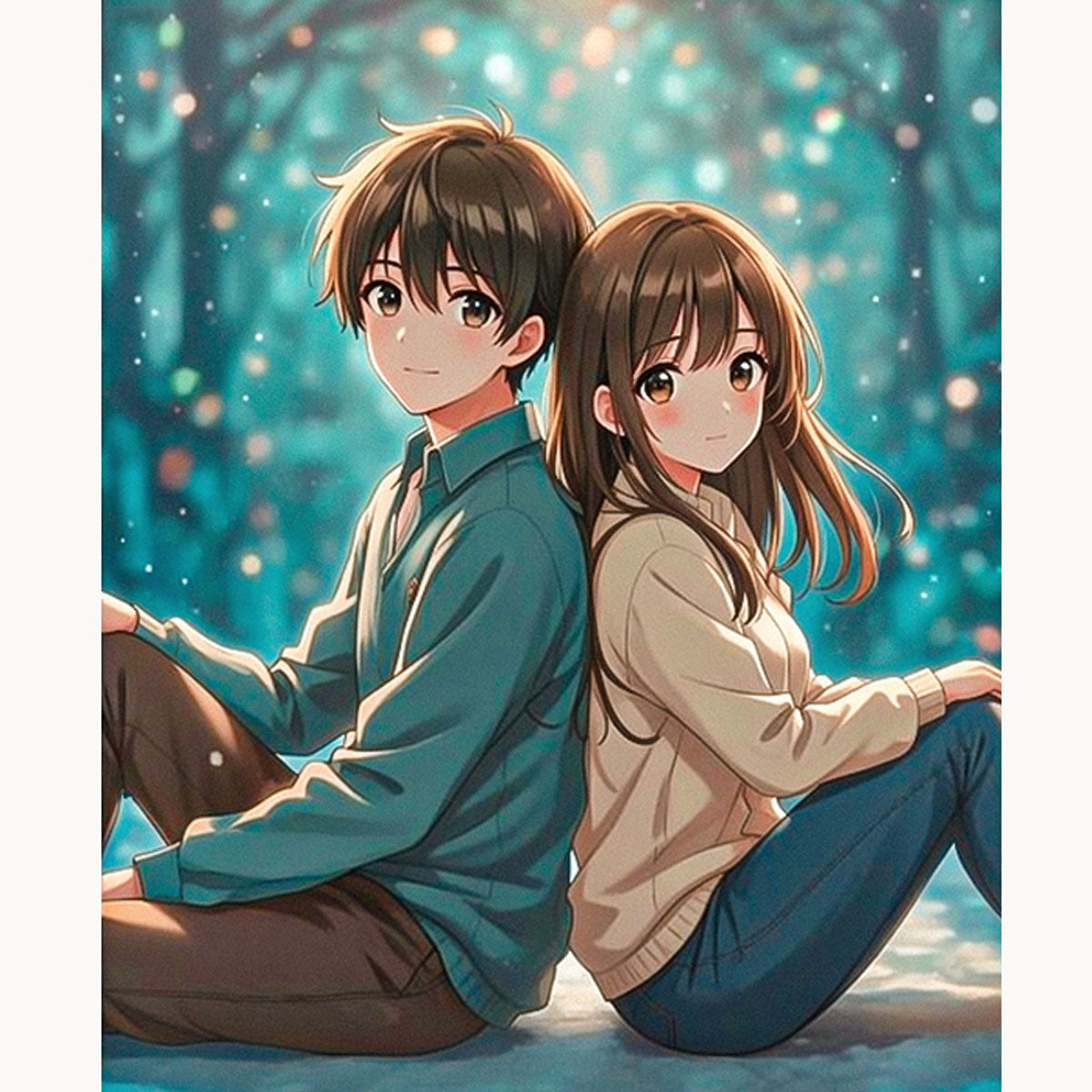 Anime Quiet Couple Moment Paint by Numbers Kit-zoom-2