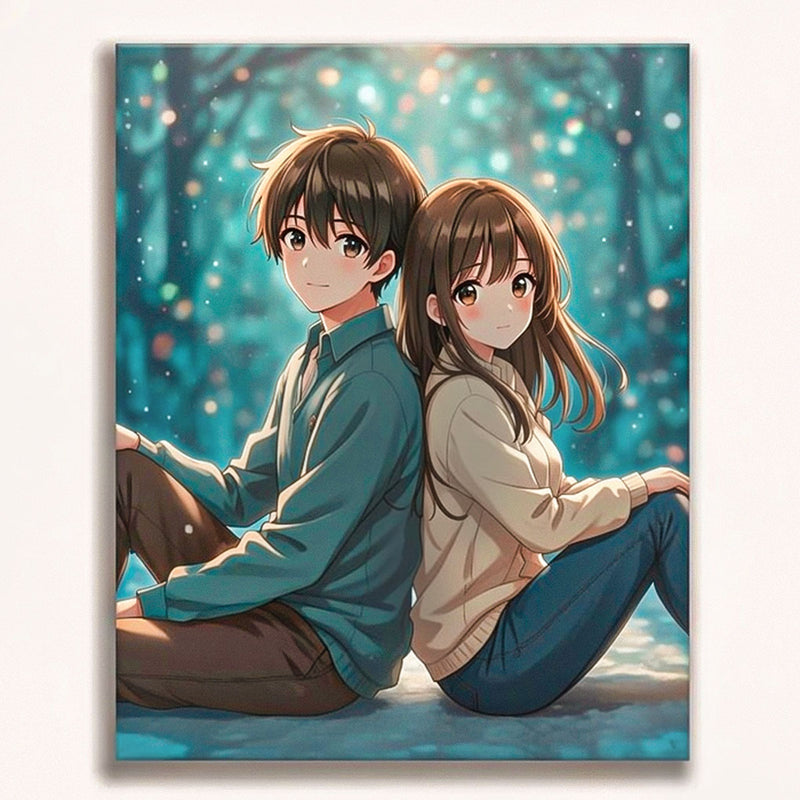 Anime Quiet Couple Moment Paint by Numbers Kit-zoom-
