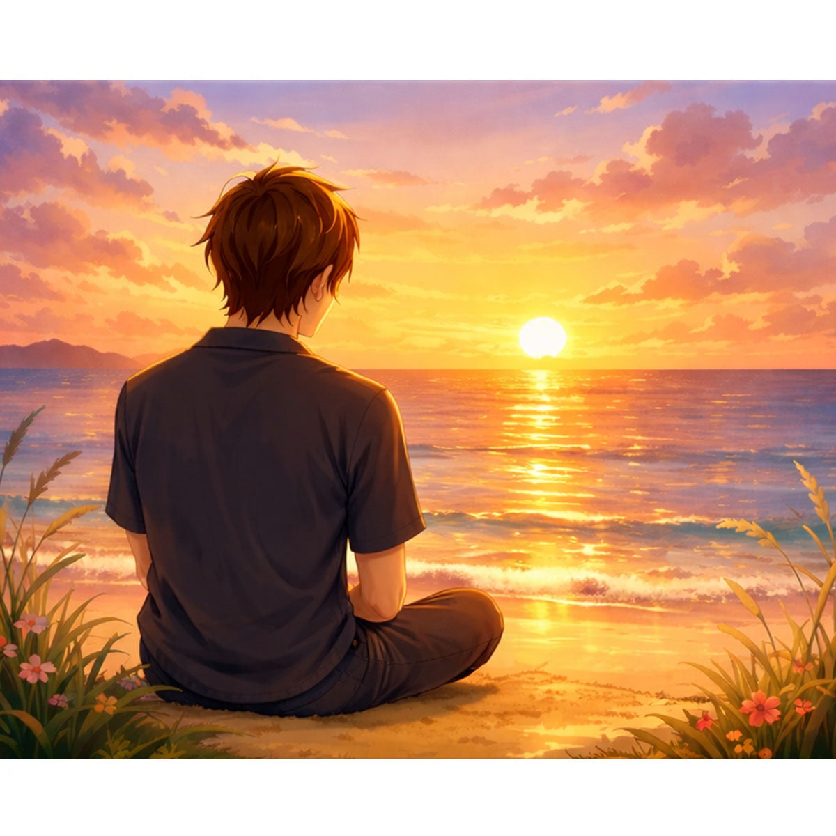 絵画 Sunset Beach Sunset Beach Moment Paint By Numbers Kit | Ocean Sunset Scene
