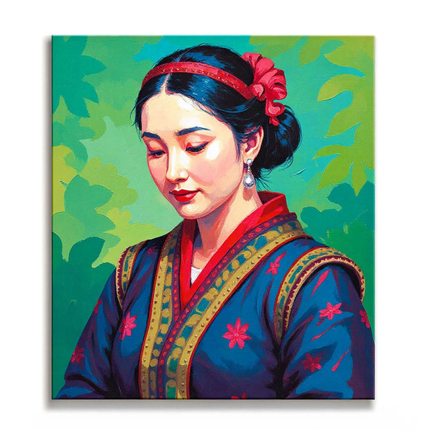 Elegant Woman in Traditional Dress Paint by Numbers Kit