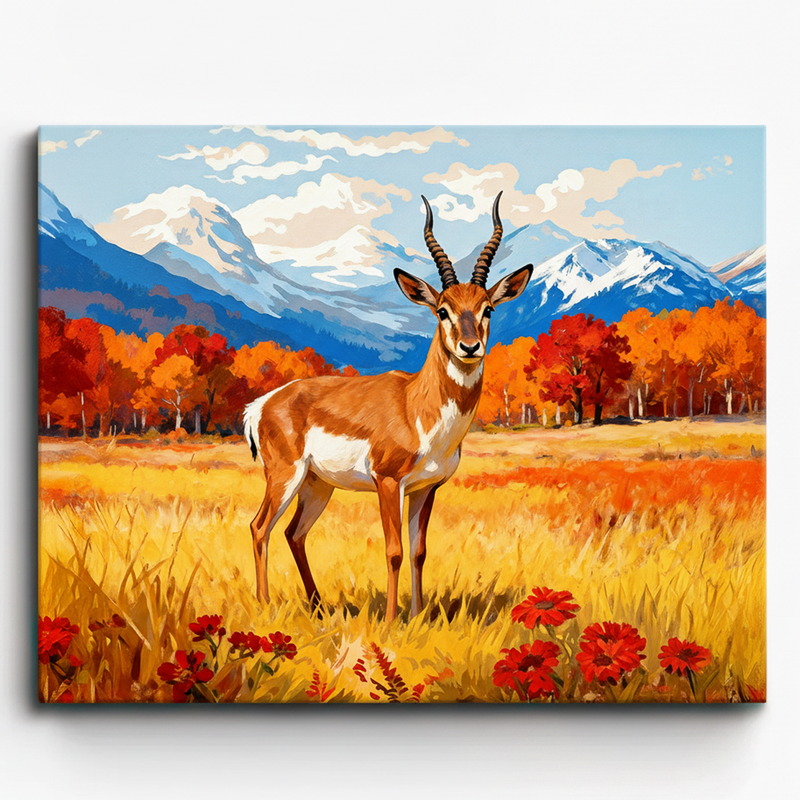 Autumn Antelope Paint by Numbers Kit-zoom-
