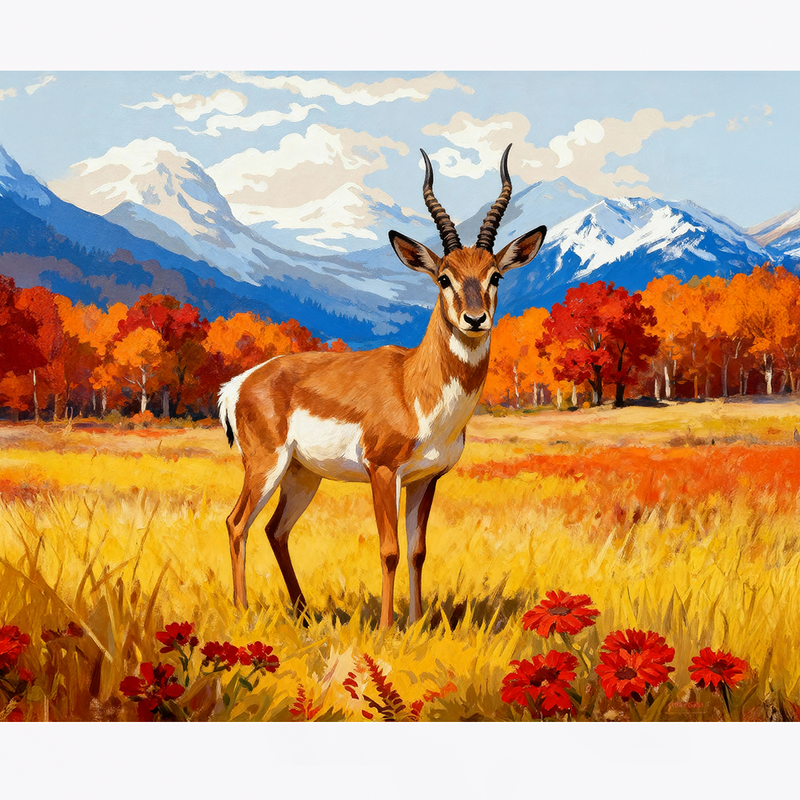 Autumn Antelope Paint by Numbers Kit-zoom-