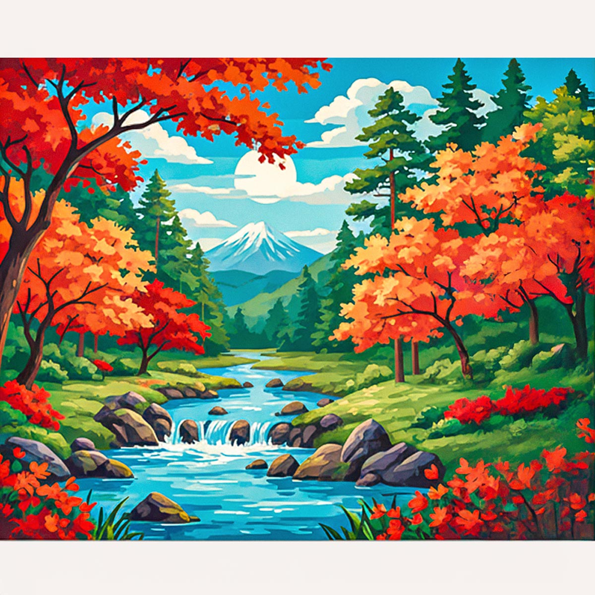 Autumn Forest River Paint by Numbers Kit-2