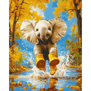 Playful Elephant in Boots Paint by Numbers Kit