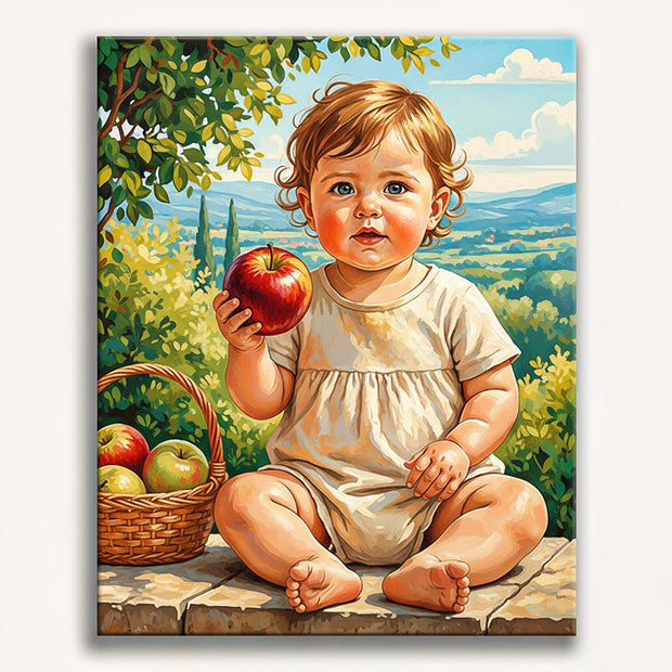 Little Girl with Apple Paint by Numbers Kit