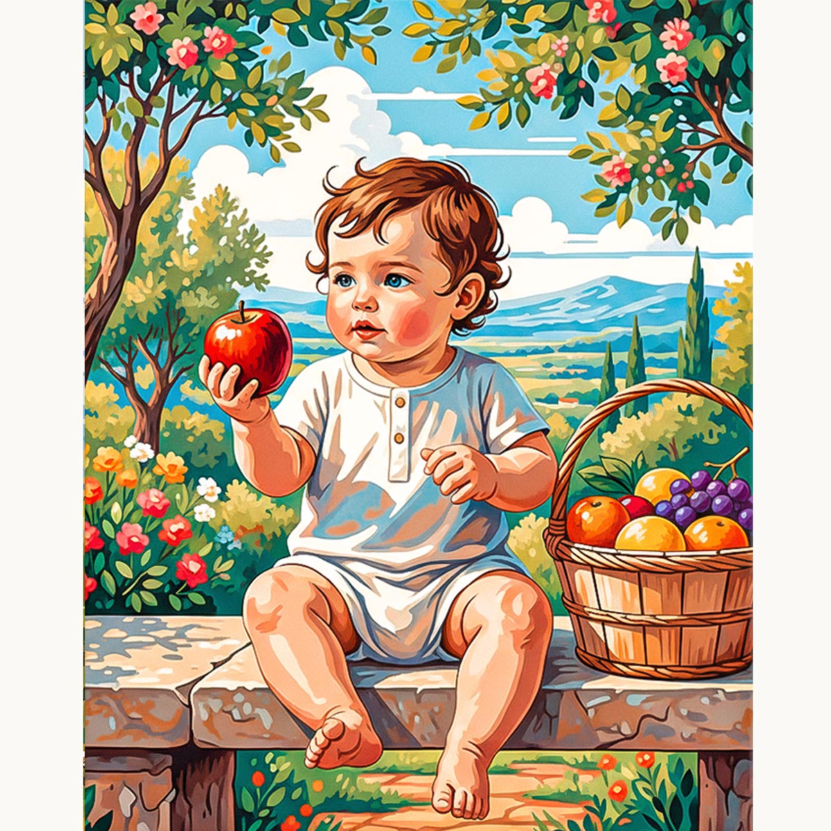 Baby with Apple Paint by Numbers Kit-zoom-2
