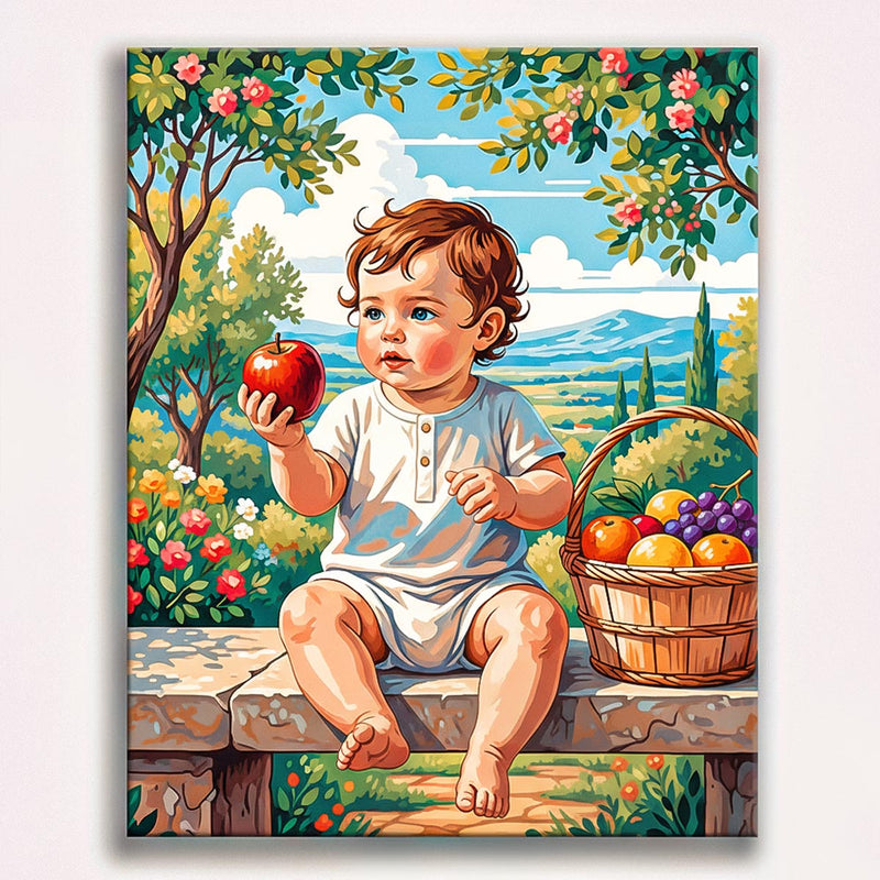 Baby with Apple Paint by Numbers Kit-zoom-