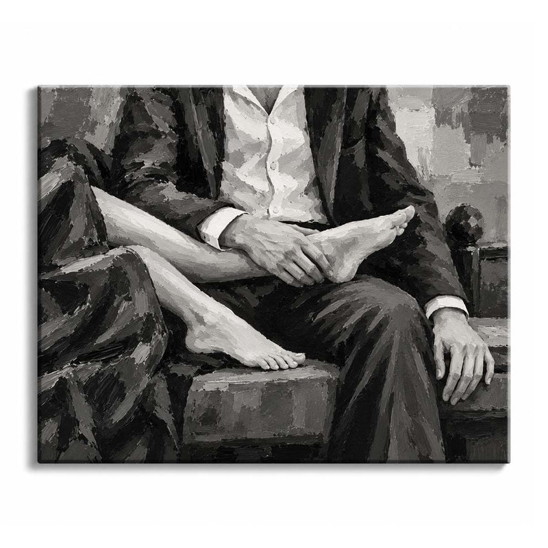 Black and White Couple Paint by Numbers Kit-zoom-
