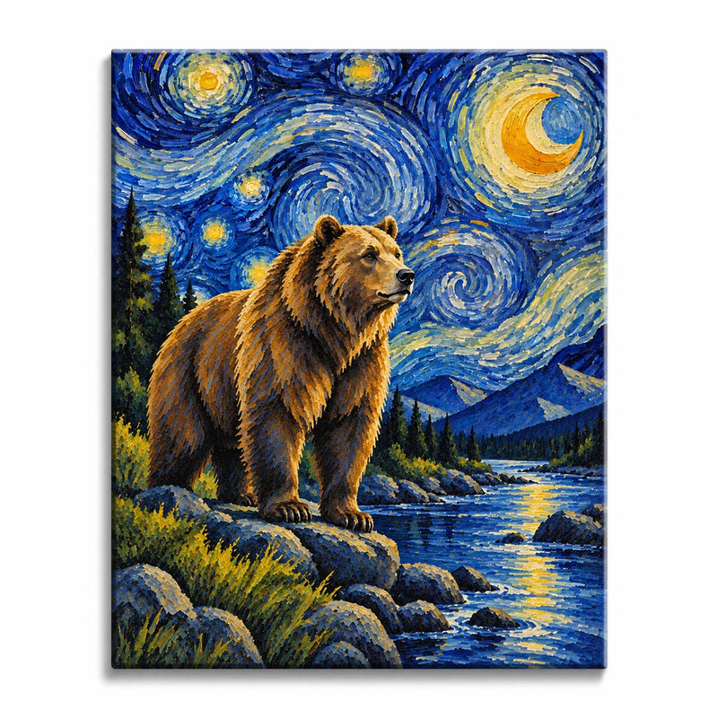 Van Gogh Style Bear Paint by Numbers Kit-zoom-