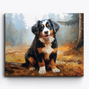 Bernese Mountain Dog in Autumn Forest Paint by Numbers Kit