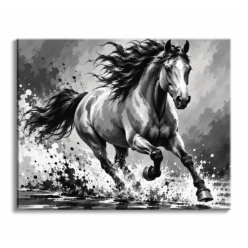 Black and White Horse Paint by Numbers Kit-zoom-