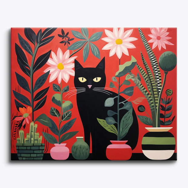 Black Cat in the Garden Paint by Numbers Kit