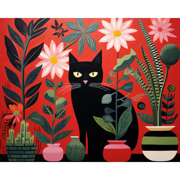Black Cat in the Garden Paint by Numbers Kit