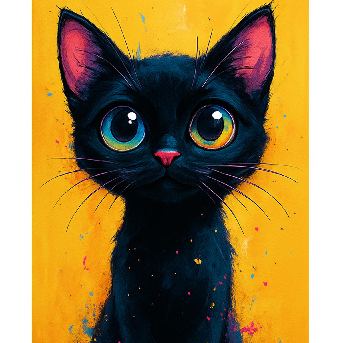 Cute Black Cat Paint by Numbers Kit-zoom-2
