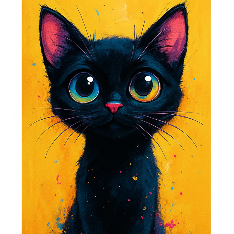 Cute Black Cat Paint by Numbers Kit-zoom-