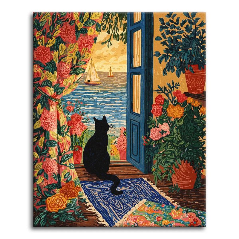 Black Cat at the Sea Door-zoom-