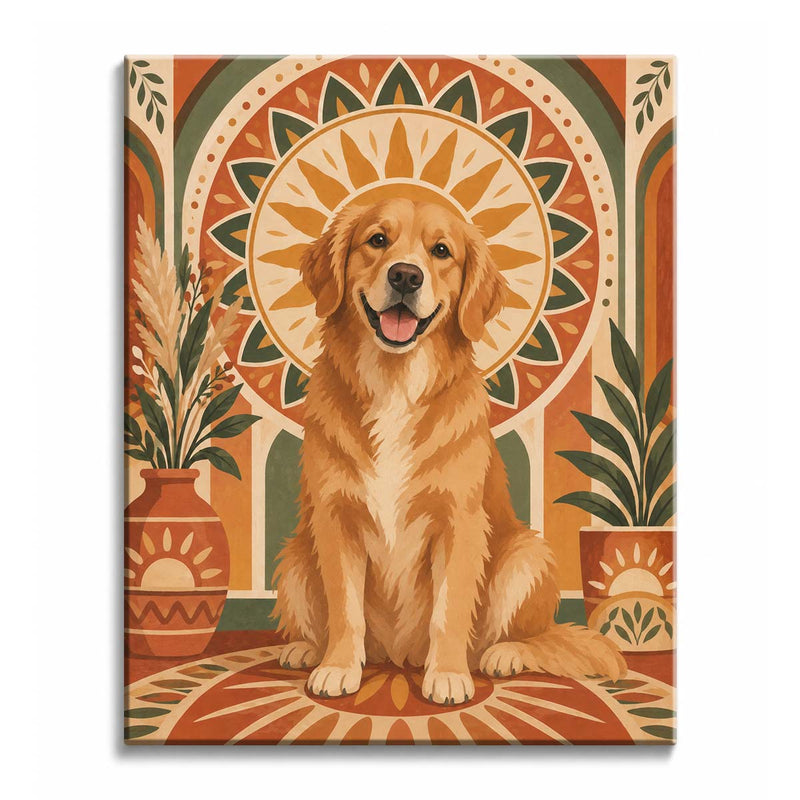 Boho Golden Retriever Paint by Numbers Kit-zoom-