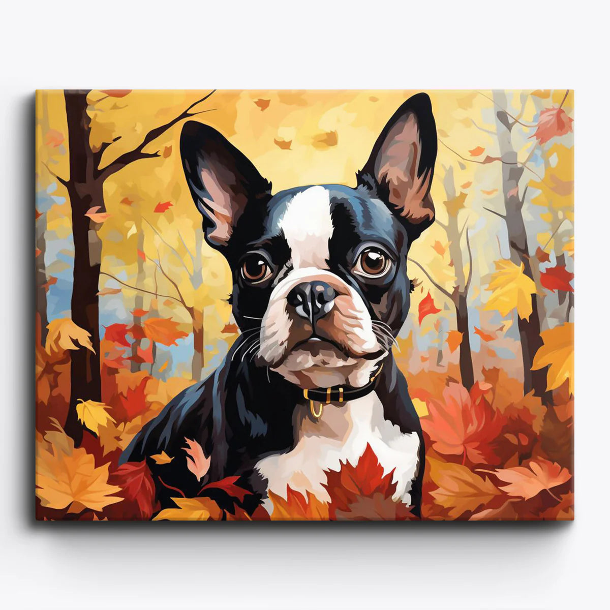 Boston Terrier Autumn Paint by Numbers Kit