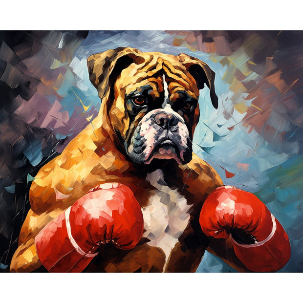 Boxer Dog with Gloves Paint by Numbers Kit