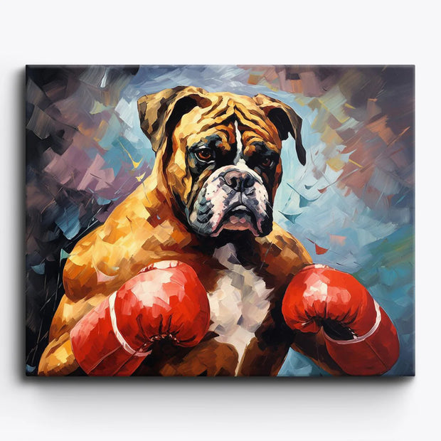Boxer Dog with Gloves Paint by Numbers Kit