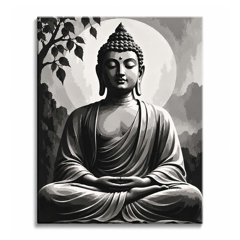 Black and White Buddha Paint by Numbers Kit-zoom-