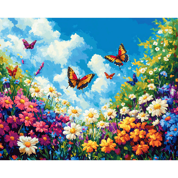 Butterflies in Bloom Paint by Numbers Kit