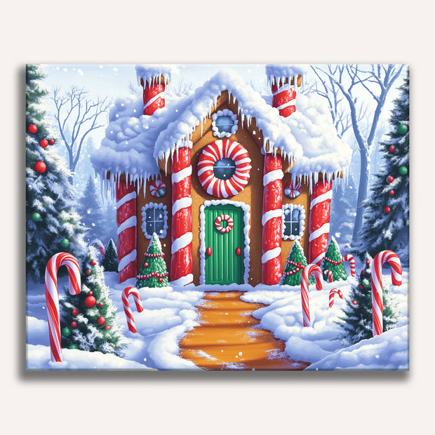 Candy Cane House Paint by Numbers Kit