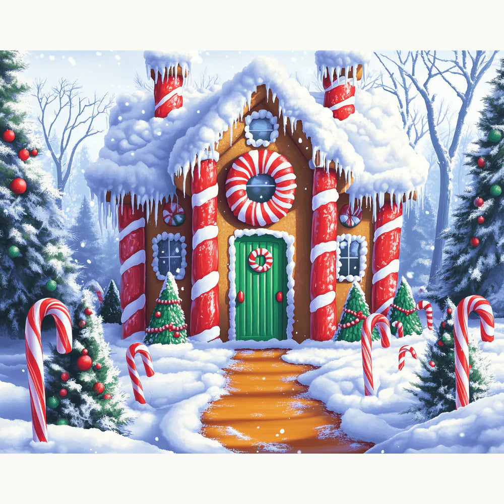 Candy Cane House Paint by Numbers Kit-zoom-2