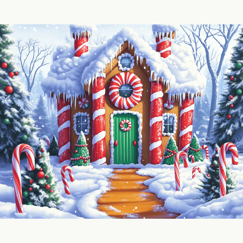 Candy Cane House Paint by Numbers Kit-zoom-
