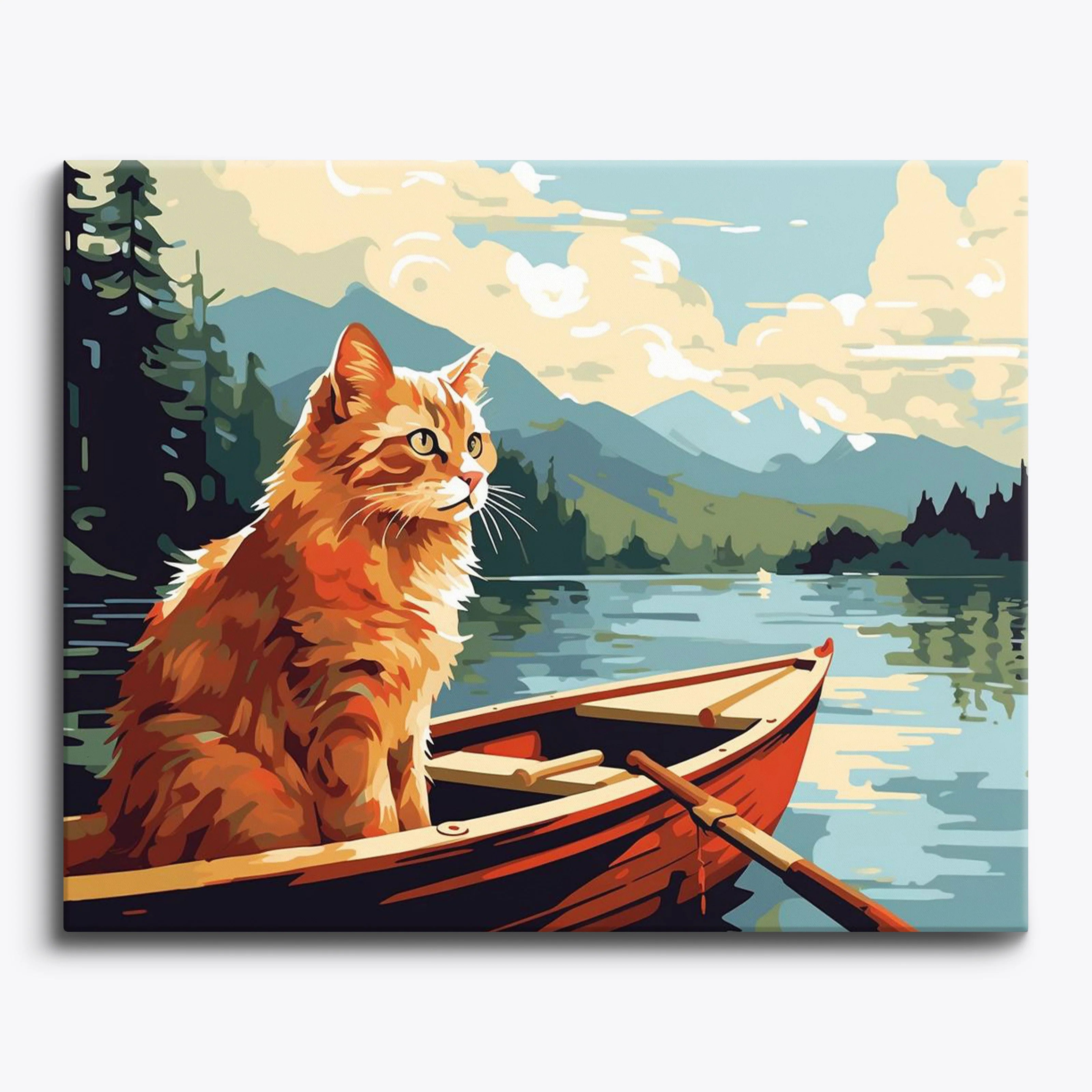 Cat in a Boat Paint by Numbers Kit