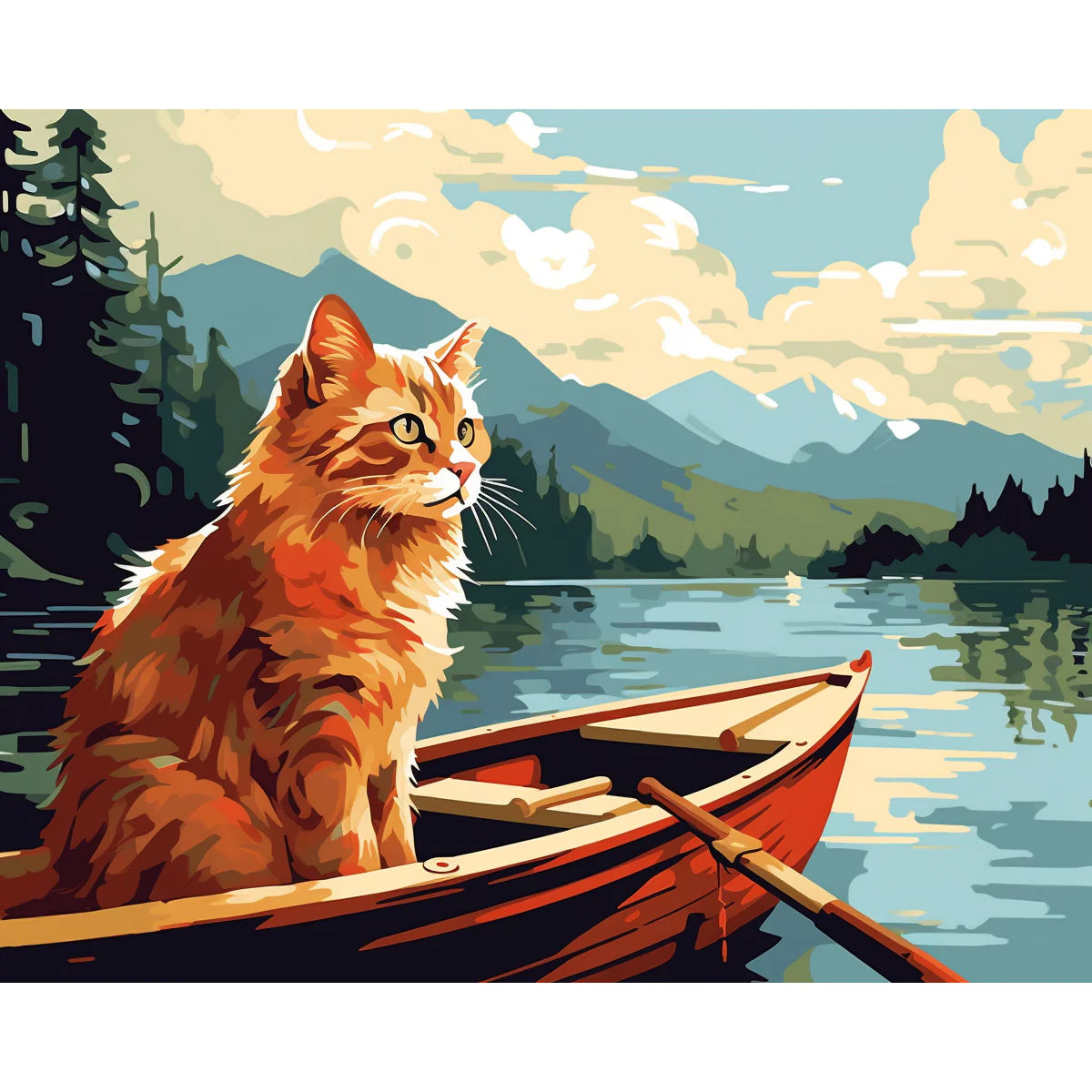 Cat in a Boat Paint by Numbers Kit