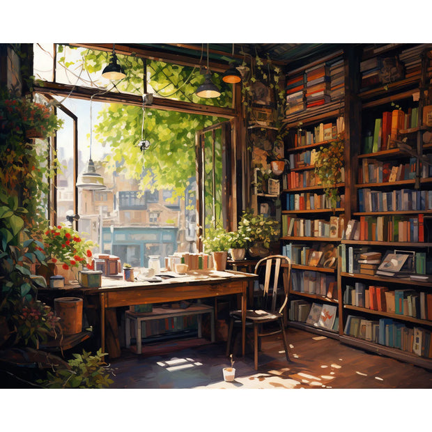 Charming Bookstore Paint by Numbers Kit