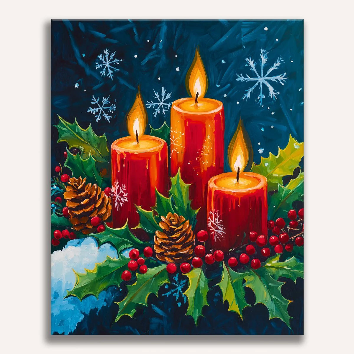 Christmas Candle Lights Paint by Numbers Kit-zoom-1