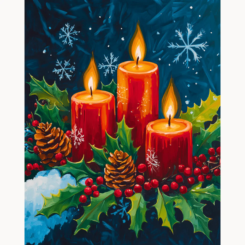 Christmas Candle Lights Paint by Numbers Kit-zoom-2