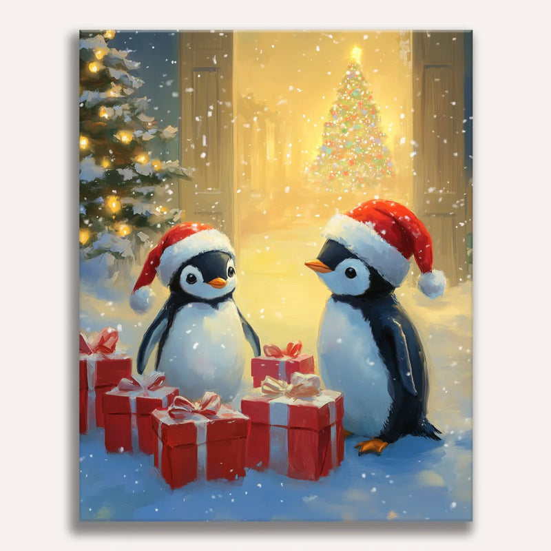 Christmas Penguins Paint by Numbers Kit-zoom-